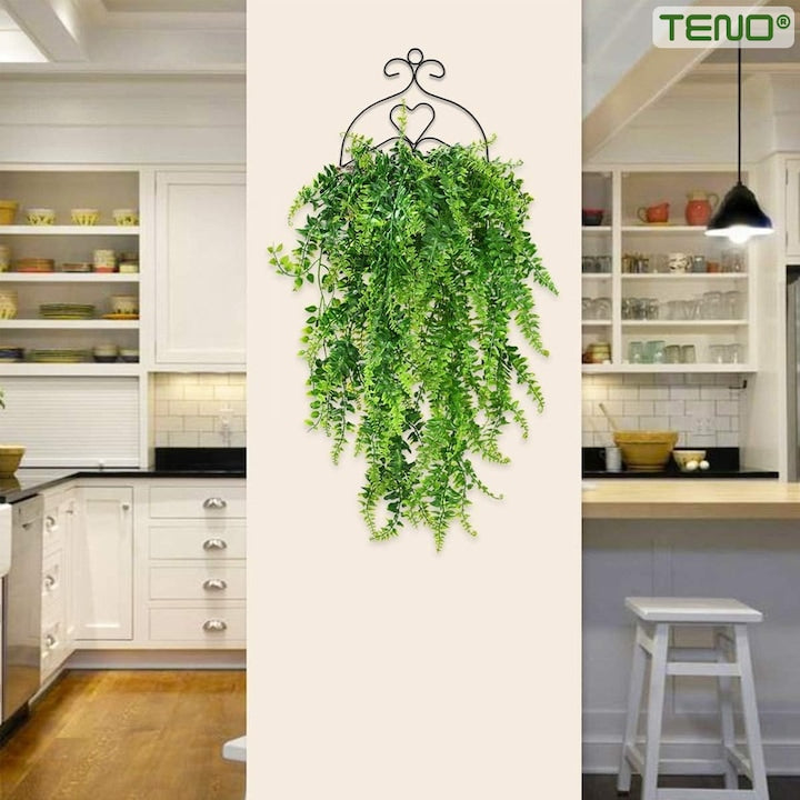 Set 2 Plante Artificiale Tip Iedera Teno®, ramuri agatatoare, aspect natural, rezistente la conditii meteo, frunze detasabile, interior/exterior, 85 cm, verde