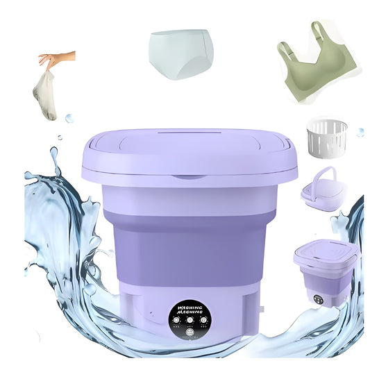 Masina de Spalat Rufe Portabila si Pliabila Macvi®, 6.5L, Functie Stoarcere, 3 Programe de Spalare, Compacta, Mov