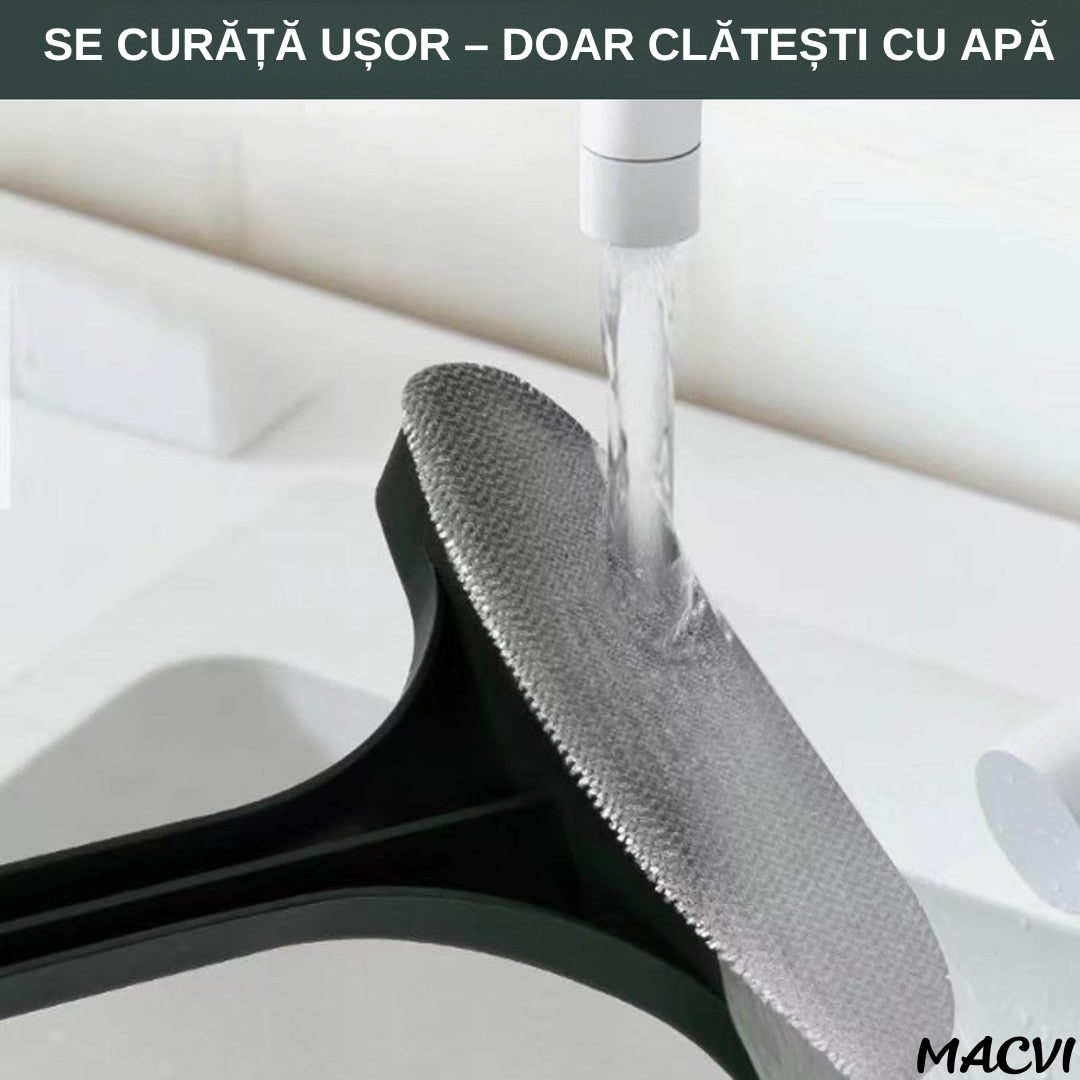 Racleta Macvi®, cauciuc, 46 x 15 cm, negru/galben, pentru curatarea rapida a sticlei si placilor
