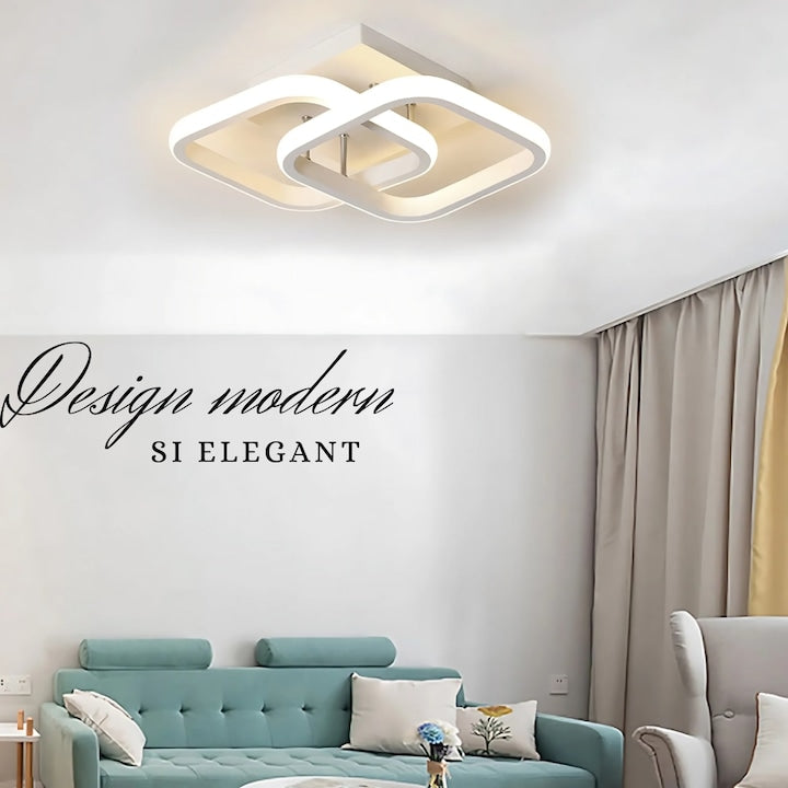 Lustra LED Macvi® 22W Design Modern cu Patrate Alb Acril Metal 29x19x9 cm pentru Living Dormitor