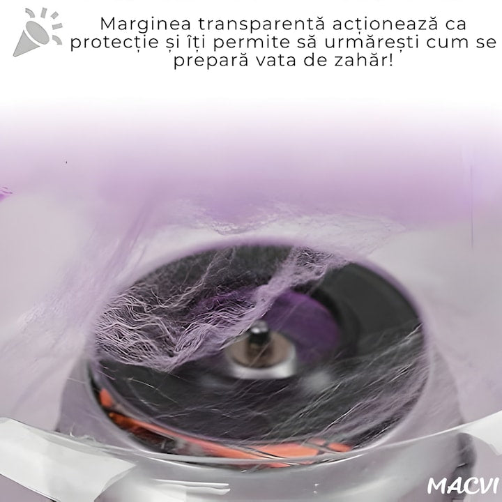 Aparat profesional de facut vata de zahar Macvi® 500W cu 210 bete incluse pentru uz casnic