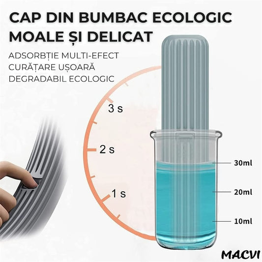 Mini Mop Macvi® pentru Curatarea Suprafetelor si Geamurilor, Sistem de Storcere Buretel, Rotativ, Portabil, 29 cm, Alb