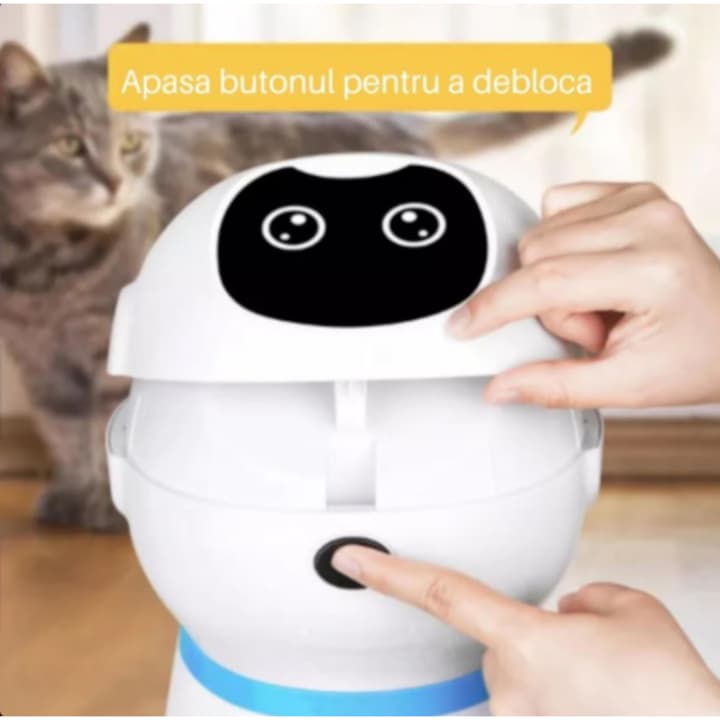 Hranitor automat Macvi® pentru caini si pisici, rezervor 3.5L, functie smart si programare, sunet hranire, distribuitor mancare uscata, usor de curatat