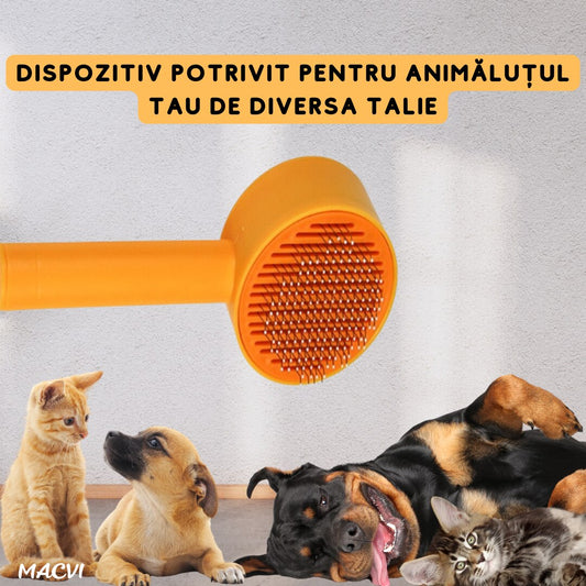 Perie pentru animale Macvi® Portocalie Ingrijire eficienta si confortabila pentru blana iubitorului tau de companie