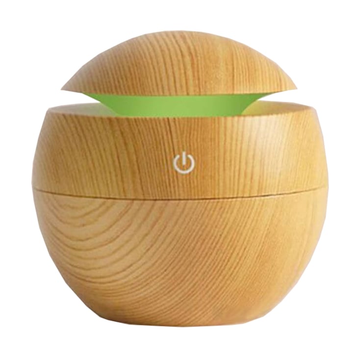 Difuzor Aromaterapie Umidificator Macvi® UM-06,  cu 7 Culori LED, USB, 130 ml, Rotund, Bej