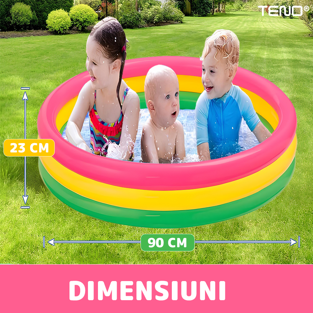 Piscina Gonflabila Pentru Copii Teno®, sunset glow, rezistenta, sigura pentru cel mic, uz interior/exterior, 90 x 23 cm, multicolor