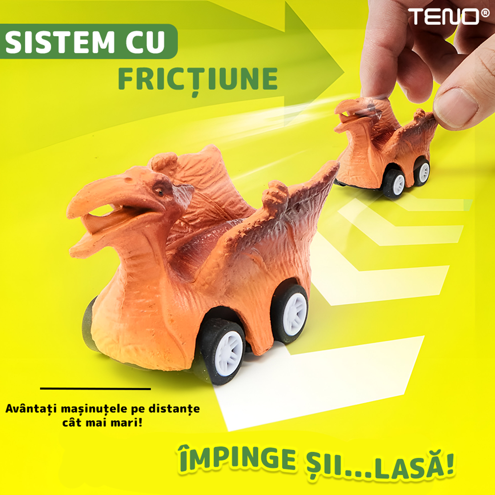 Set Camion Trailer de Jucarie pentru Transport Teno®, T-REX, 6 vehicule incluse, masina, barca, elicopter, accesorii mobile, lansator si rampa frontala, platforma tractare, verde deschis
