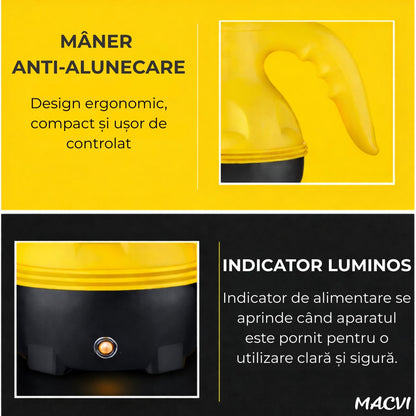 Aparat de curatat cu aburi Macvi® cu maner 8 in 1 galben-negru”