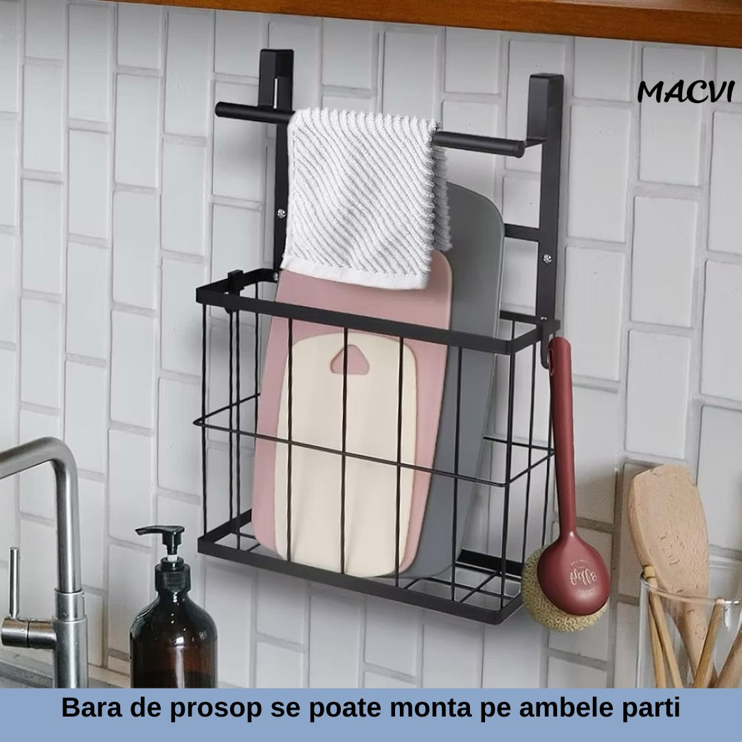 Cos metalic suspendat Macvi®, organizator pentru dulap baie sau bucatarie, economisire spatiu, otel carbon, montaj simplu