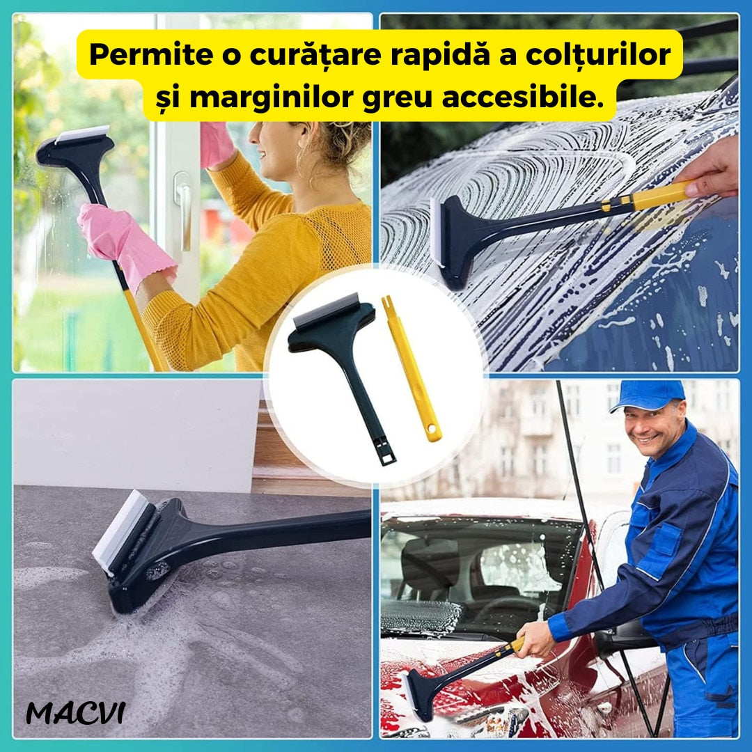Racleta Macvi®, cauciuc, 46 x 15 cm, negru/galben, pentru curatarea rapida a sticlei si placilor