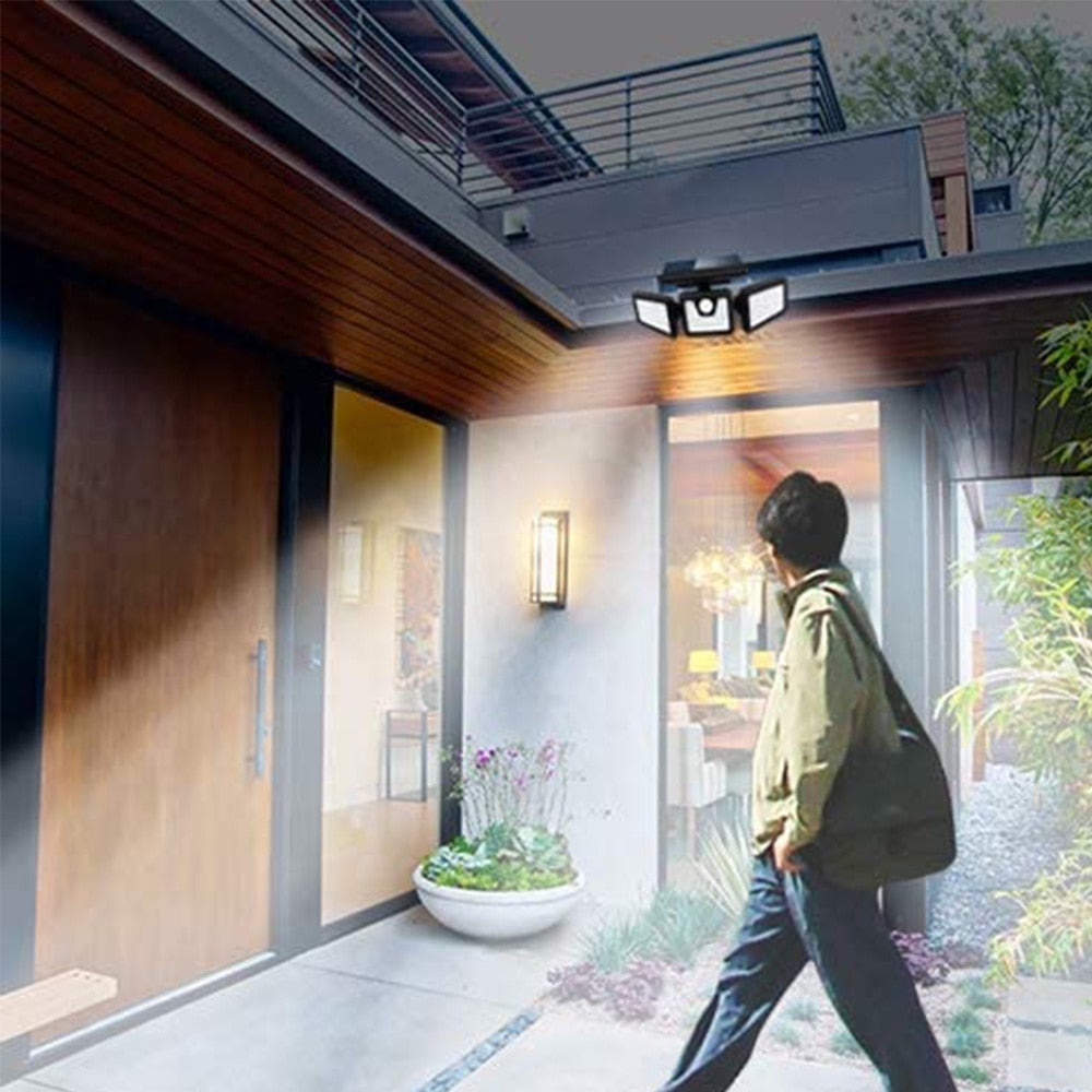 Lampa Solara 1725 Macvi® de Perete cu 74 LED-uri si Senzor Solar, 3000mAh, Rezistenta la Intemperii, IP65