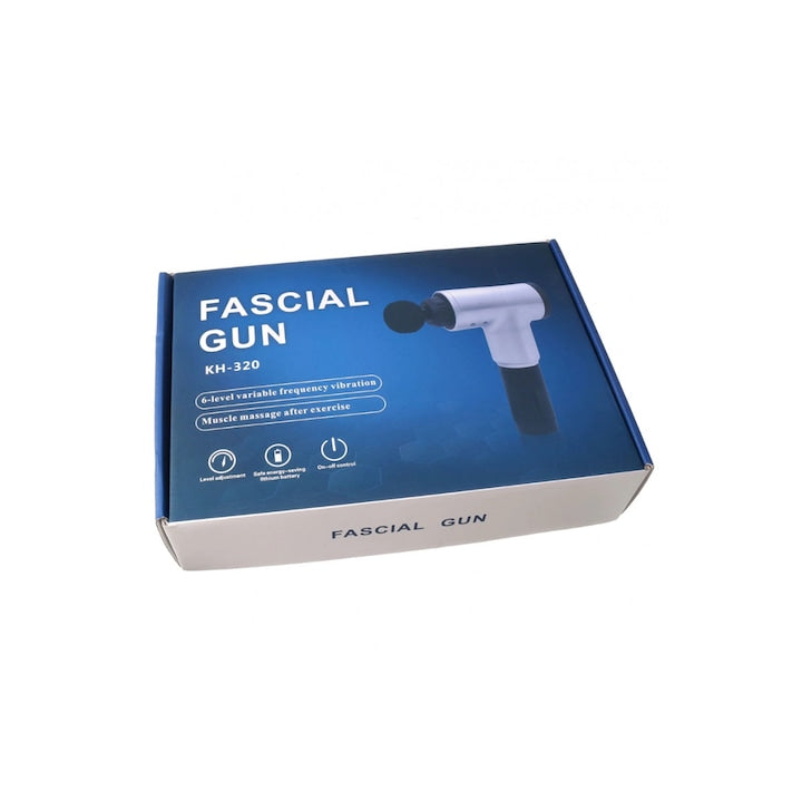 Aparat de Masaj Tip Pistol Macvi® , Cu 4 Capete Interschimbabile, 6 Trepte de Viteza, Autonomie 4 ore, 24W, 3400 RPM, Rosu