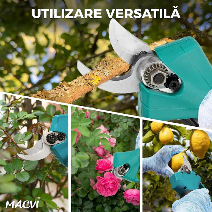 Set Foarfeca si Drujba Macvi® Electrica Taiere Rapida, Fara Efort, cu Acumulator si Incarcator