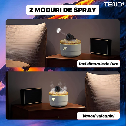 Difuzor Aromaterapie Teno®, forma de tun, 7 culori LED, lumini dinamice, control tactil, capacitate 300ml, silentios, rezerva inclusa, umidifica aerul, alb
