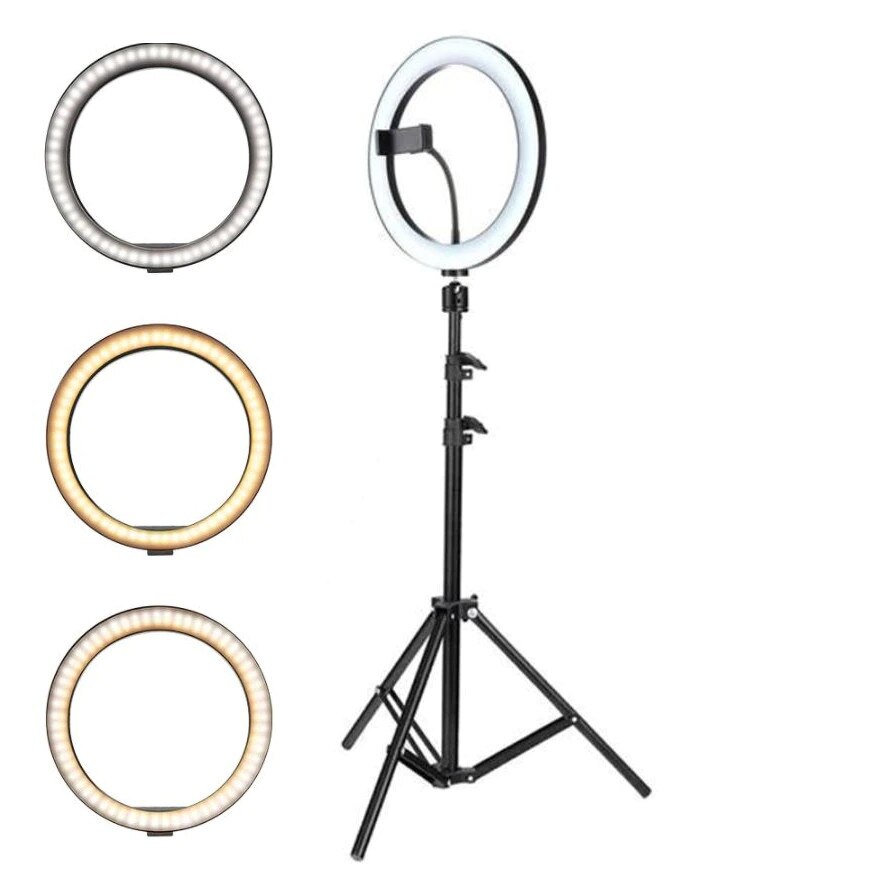 Lampa Circulara Profesionala Ring Light LED Macvi®, Diametru 45 cm (18 inch), Conectare USB, 3 Moduri de Lumina