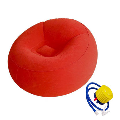 Fotoliu Gonflabil Macvi® Lazy Bag cu pompa inclusa, 110x110x85 cm, Confort Maxim, Portabila, pentru Interior si Exterior, Culoare Rosu