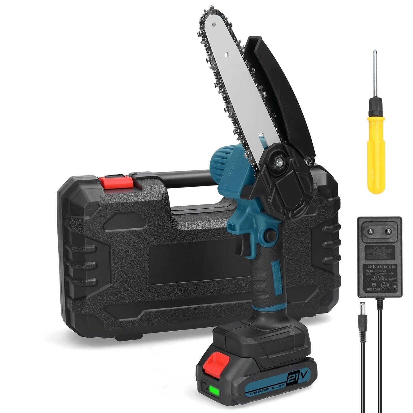 Fierastrau cu Lant Electric Macvi® 6 Inch, 48V, Operare cu o Mana, cu 2 Acumulatori - usor de utilizat si perfect pentru lucrarile de taiere usoara si medie. Datorita designului ergonomic, acest fieras