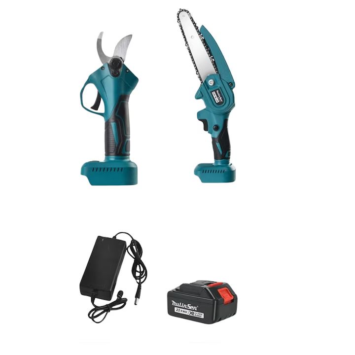 Set Foarfeca si Drujba Macvi® Electrica Taiere Rapida, Fara Efort, cu Acumulator si Incarcator