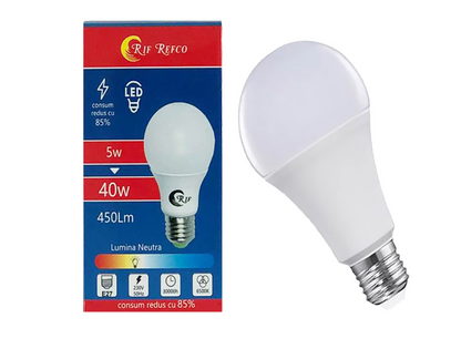 Bec LED Macvi® 5W (echivalent 40W), 450 lm, economie de energie pentru spatii mici
