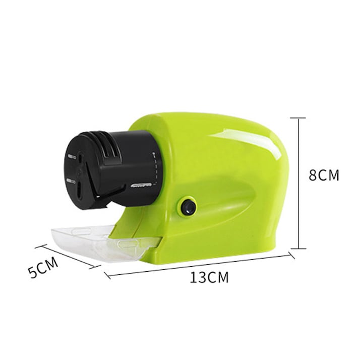 Ascutitor Electric Macvi®  pentru Cutite, foarfece, surubelnite ,Verde, 13 x 8 x 5 cm