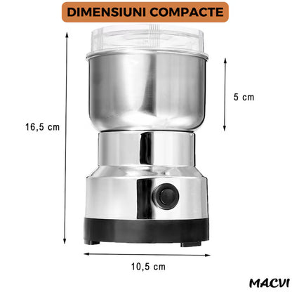 Rasnita electrica Macvi® pentru cafea, condimente si nuci, 100W, lame inox, argintiu