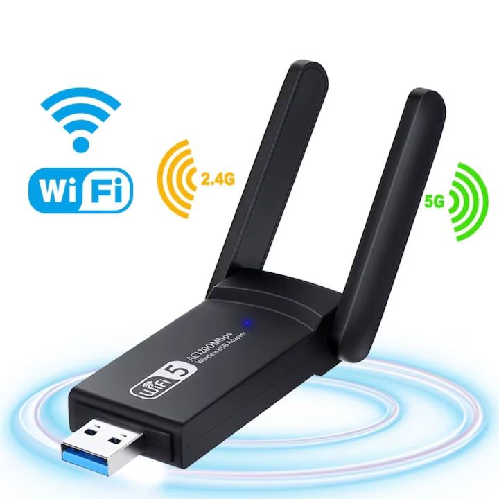 Adaptor wireless Macvi® usb 3.0 dual band 2.4 si 5 ghz 1200 mbps cu antene externe compatibil windows linux mac