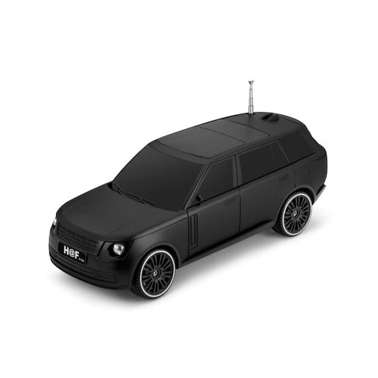 Boxa Portabila Macvi®, Bluetooth 5.0 cu design de masina, faruri luminate, incarcare usb si panou solar, functie suport pentru telefon, negru