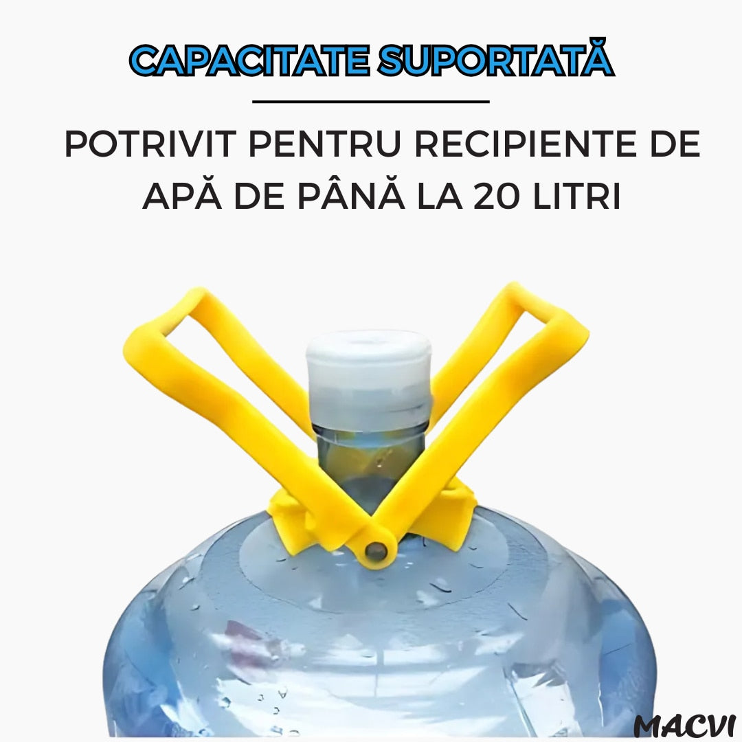 Set manere Macvi® pentru bidoane si sticle, plastic rezistent, 14.2 x 12.8 cm, galben & albastru, ergonomic, usor de utilizat