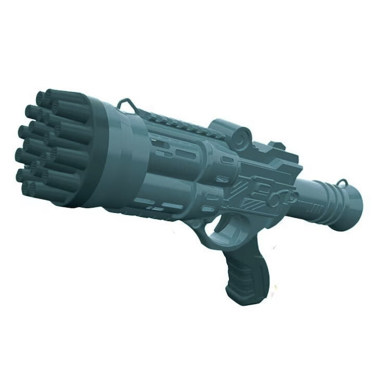 Pistol Bule Macvi® 24 Gauri, Structura Rezistenta din ABS, Tambur Rotativ, Efect Turbo, Jucarie Interactiva pentru Copii si Distractie in Aer Liber, Albastru inchis