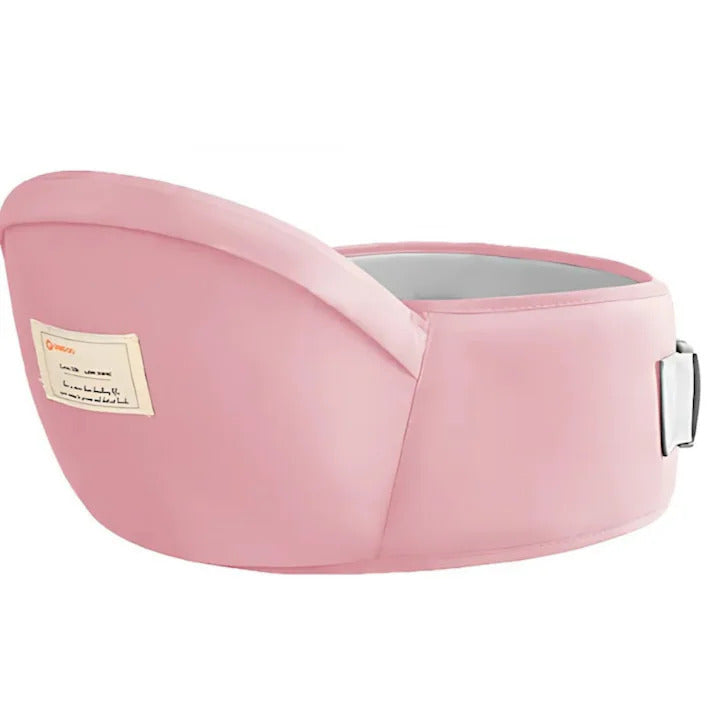 Suport port bebe Macvi® tip marsupiu, cu centura pentru talie, material bumbac premium, burete ergonomic, confortabil, 43 x 22 cm, roz