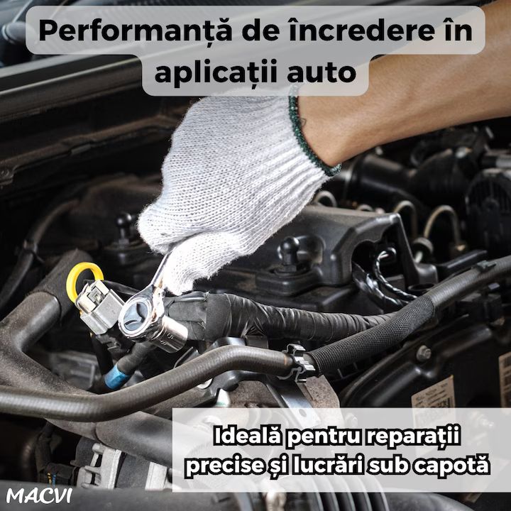 Trusa scule Macvi® 40 piese din otel Cr-V cu clichet capete tubulare metrice si SAE adaptor si prelungitor incluse