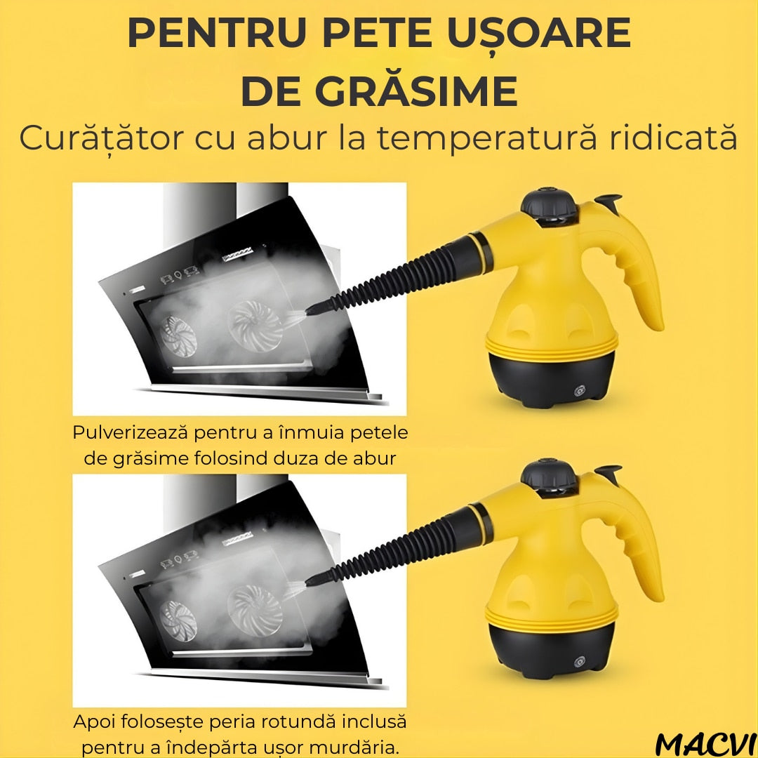 Aparat de curatat cu aburi Macvi® cu maner 8 in 1 galben-negru”