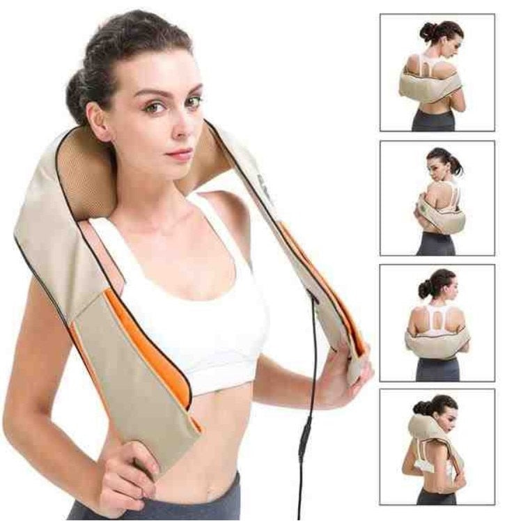 Aparat pentru Masaj Gat si Umeri cu Infrarosu Macvi®, Miscare Circulara, 24W, Bej