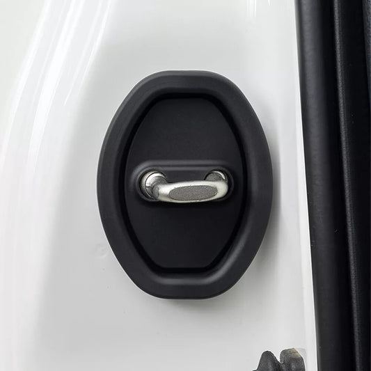 Set 4 protectii Macvi® pentru incuietori auto, capace din silicon pentru protectia si decorul usilor, negru