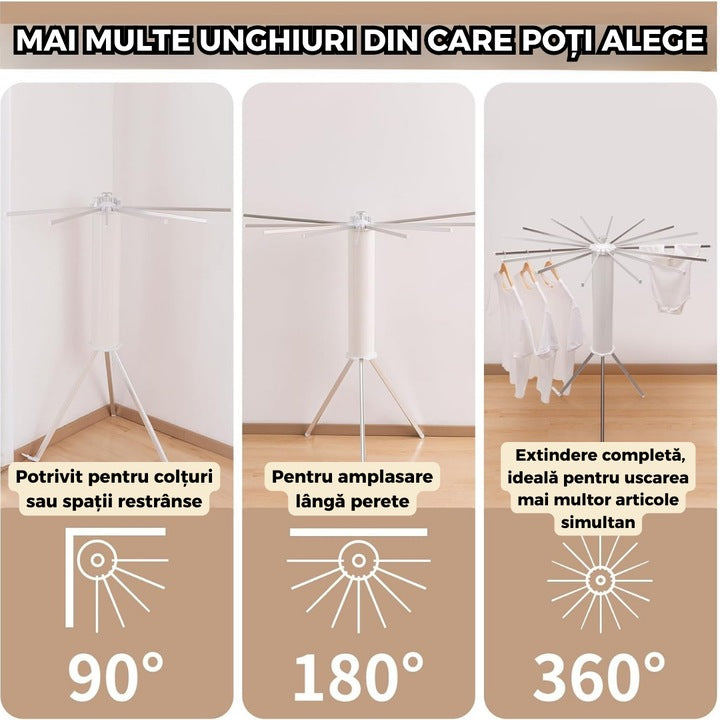 Uscator Rufe Macvi® Caracatita cu 1 Nivel Design Pliabil, Picioare Stabile, Ideal pentru Uscare Rapida in Spatii Mici, Aluminiu