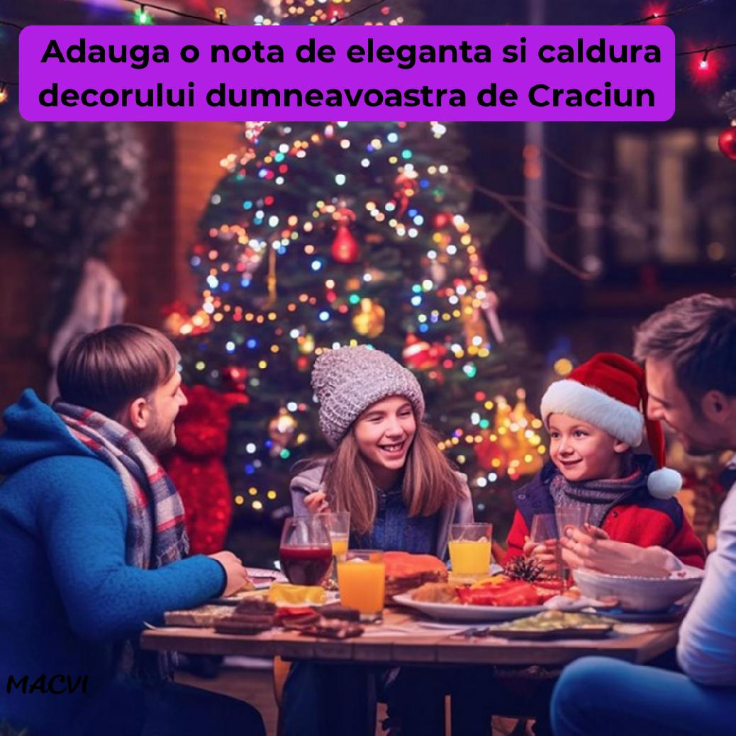 Instalatie Luminoasa LED de Craciun Macvi® pentru Interior si Exterior, 50M, LED, Multicolor, Rezistenta la Ceata