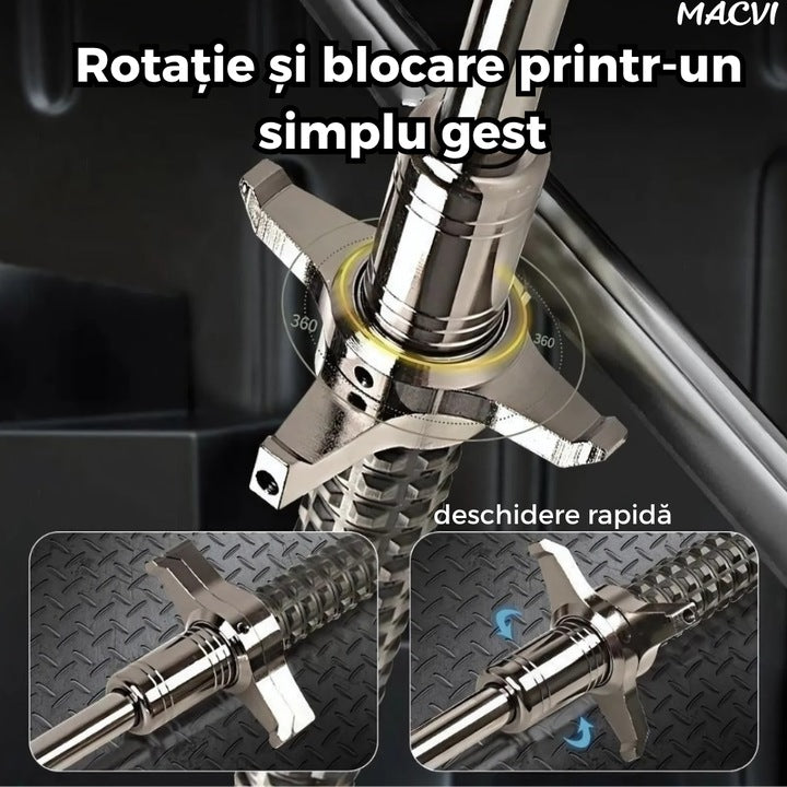 Bata telescopica Macvi® din otel inoxidabil cu maner antialunecare si mecanism extensibil design compact si rezistent