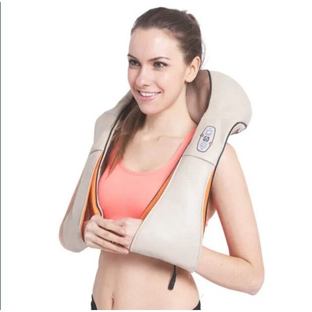 Aparat pentru Masaj Gat si Umeri cu Infrarosu Macvi®, Miscare Circulara, 24W, Bej