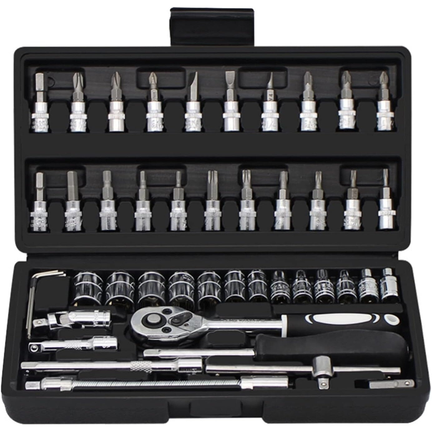 Trusa scule Macvi® uz caznic si auto, surubelnita, tubulare, prelungitoare, clichet, 46 piese