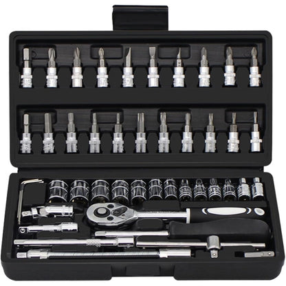 Trusa scule Macvi® uz caznic si auto, surubelnita, tubulare, prelungitoare, clichet, 46 piese