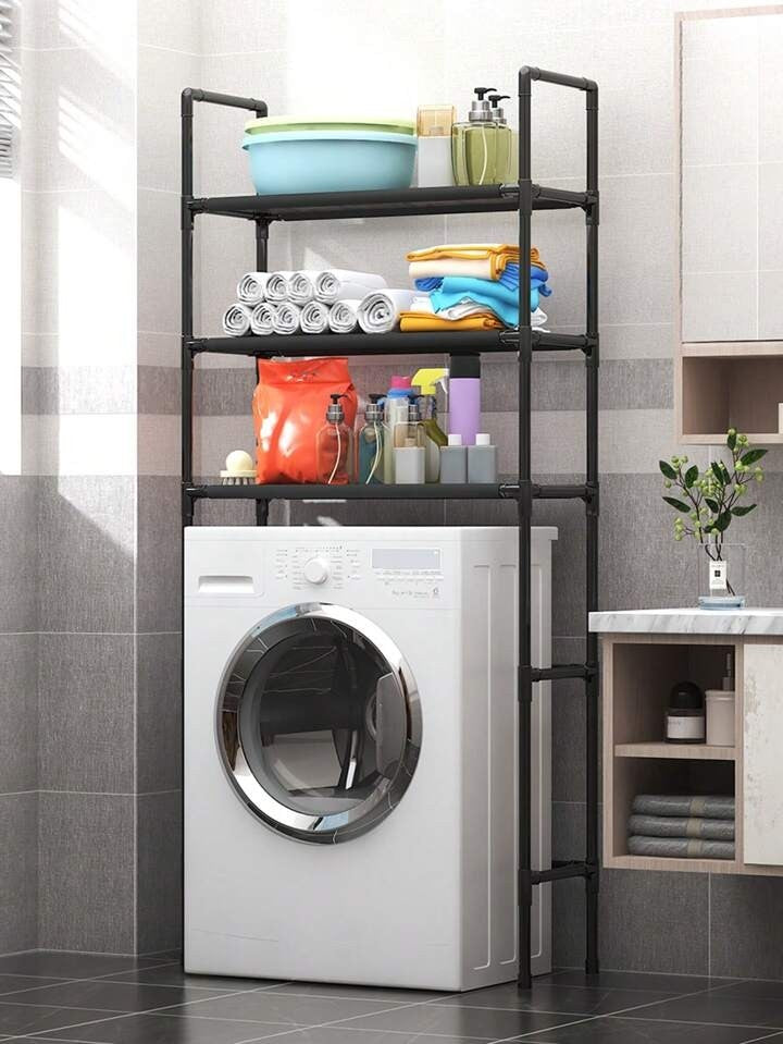 Raft modular Macvi® cu 3 polite pentru deasupra masinii de spalat, 72x25x155 cm, suport depozitare spatiu redus