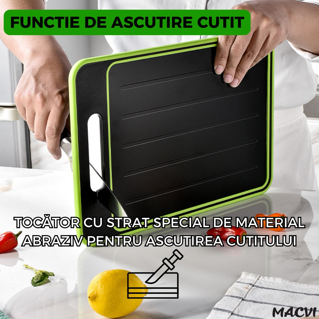 Tocator de Bucatarie 4 in 1 Macvi® pentru Dezghetare Rapida si Taiere, 31 x 21 x 1 cm