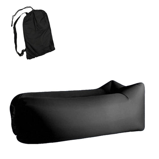 Saltea gonflabila tip sezlong Lazybag Macvi®, material rezistent, umflare fara pompa, pentru plaja/picnic/camping, rucsac de depozitare, 190 x 70 cm,Negru