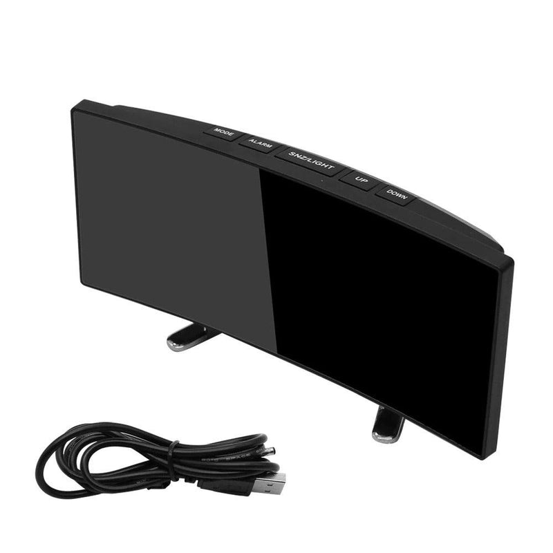 Ceas de masa tip oglinda Macvi® , model DT-6507, ecran LED curbat, afisare temperatura, Verde