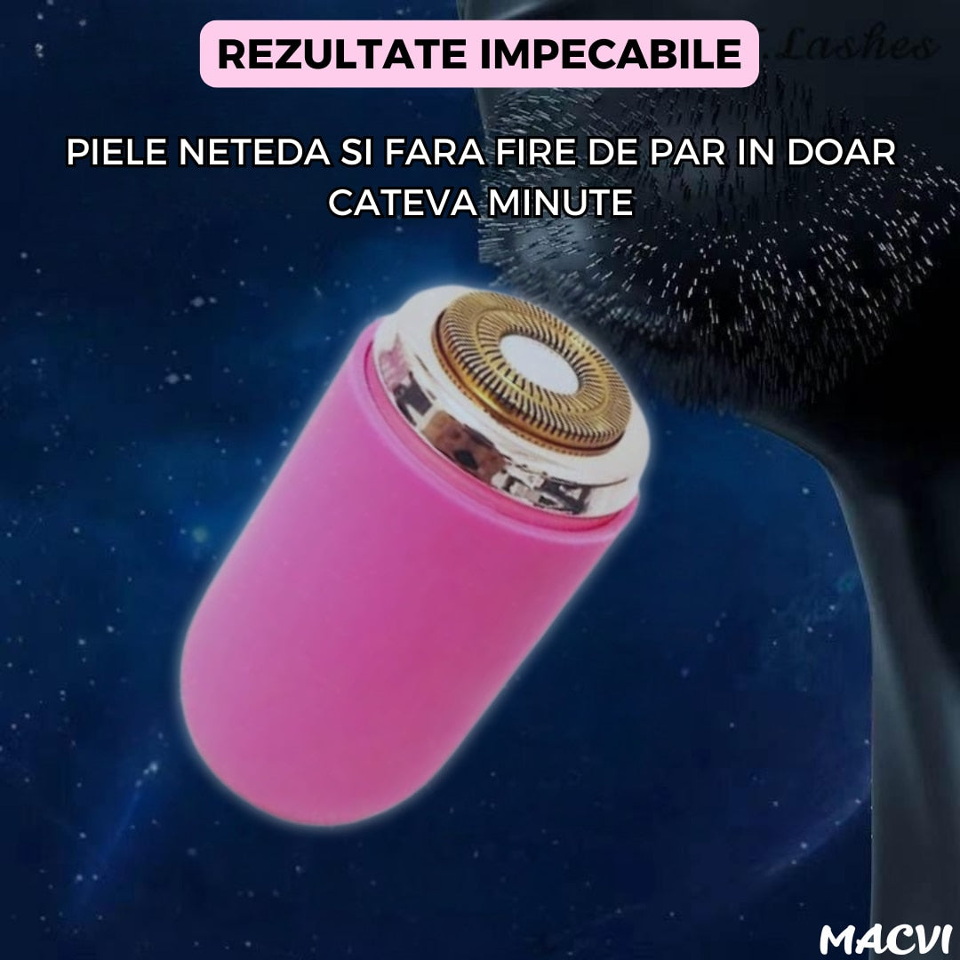 Mini aparat de ras portabil Macvi®, Depilare rapida si eficienta, incarcare USB, autonomie 60 minute, Roz
