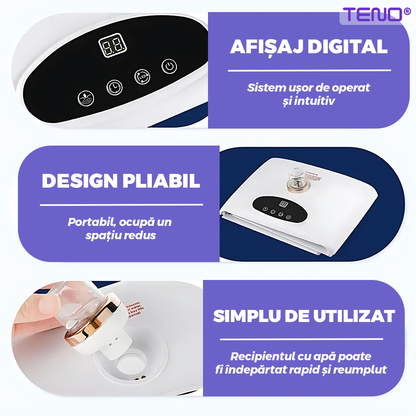 Dispozitiv de Infrumusetare cu Spray Teno®, 7 in 1, ingrijire faciala, tratament cu LED-uri cu 7 culori, intretinerea pielii, hidratare nano, pliabil, usor de utilizat, 205 LED-uri, alb