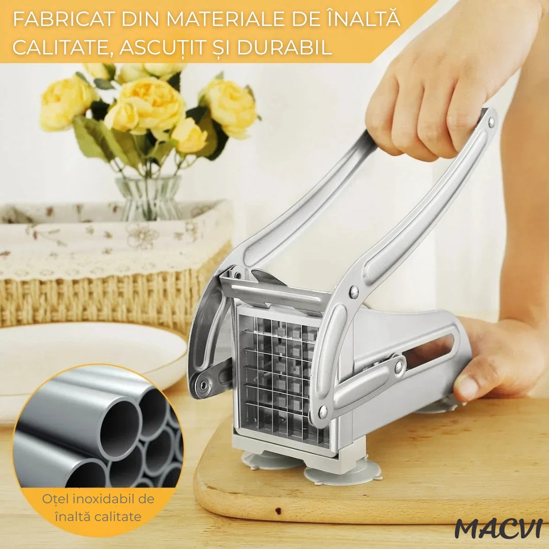 Aparat de Feliat Cartofi si Legume, Macvi® , din Inox, cu Forma Unica pentru Taiere Rapida si Preciza
