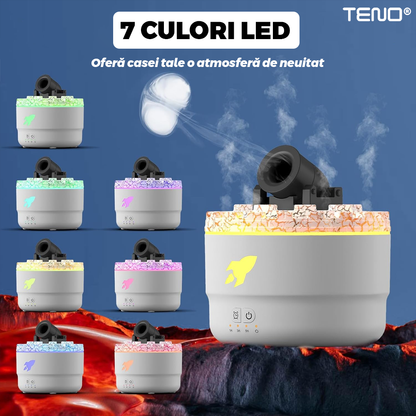 Difuzor Aromaterapie Teno®, forma de tun, 7 culori LED, lumini dinamice, control tactil, capacitate 300ml, silentios, rezerva inclusa, umidifica aerul, alb