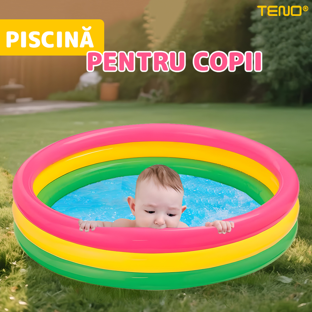 Piscina Gonflabila Teno, multicolor, rezistenta, 130x35cm