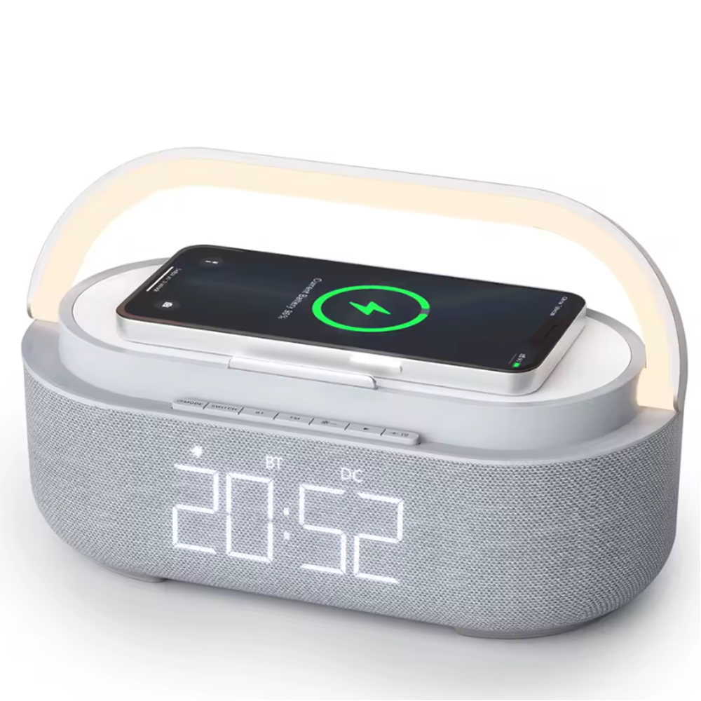 Boxa Portabila Teno 3 in 1, lumina ambientala si suport telefon, gri